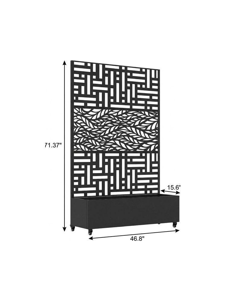 71" X 47" Black Galvanized Metal Rectangular Planter Box