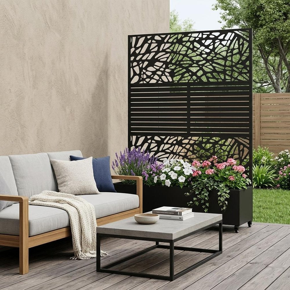 71" X 47" Black Galvanized Metal Rectangular Planter Box