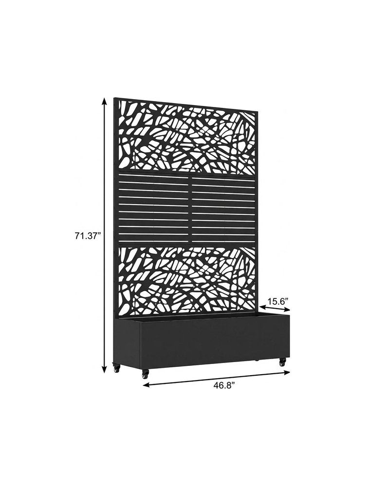 71" X 47" Black Galvanized Metal Rectangular Planter Box