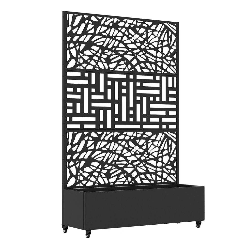 71" X 47" Black Galvanized Metal Rectangular Planter Box