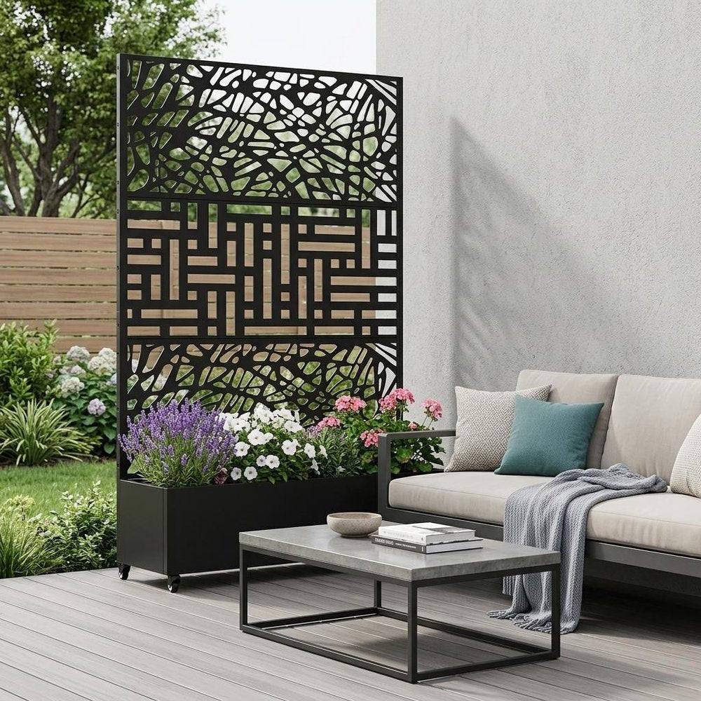 71" X 47" Black Galvanized Metal Rectangular Planter Box