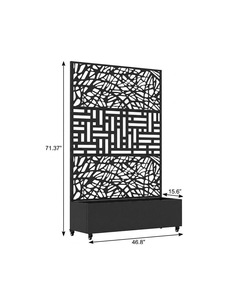 71" X 47" Black Galvanized Metal Rectangular Planter Box