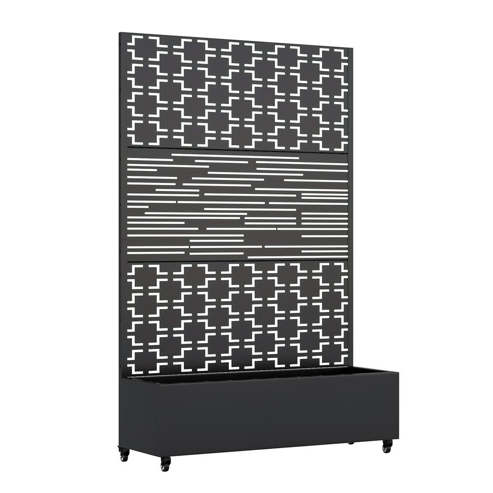71" X 47" Black Galvanized Metal Rectangular Planter Box