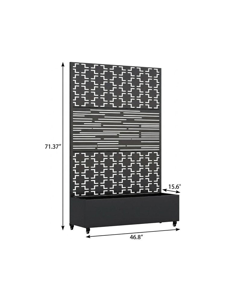 71" X 47" Black Galvanized Metal Rectangular Planter Box