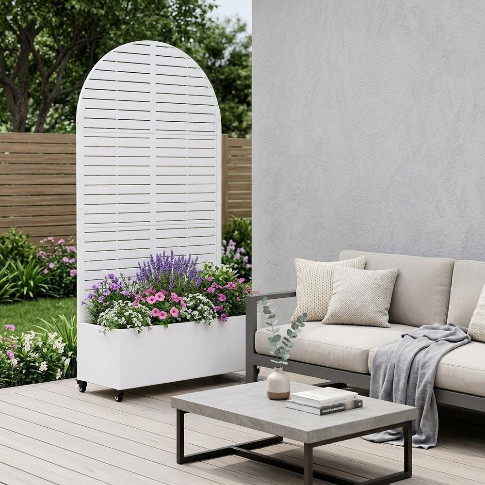 71" X 35" White Galvanized Metal Rectangular Planter Box
