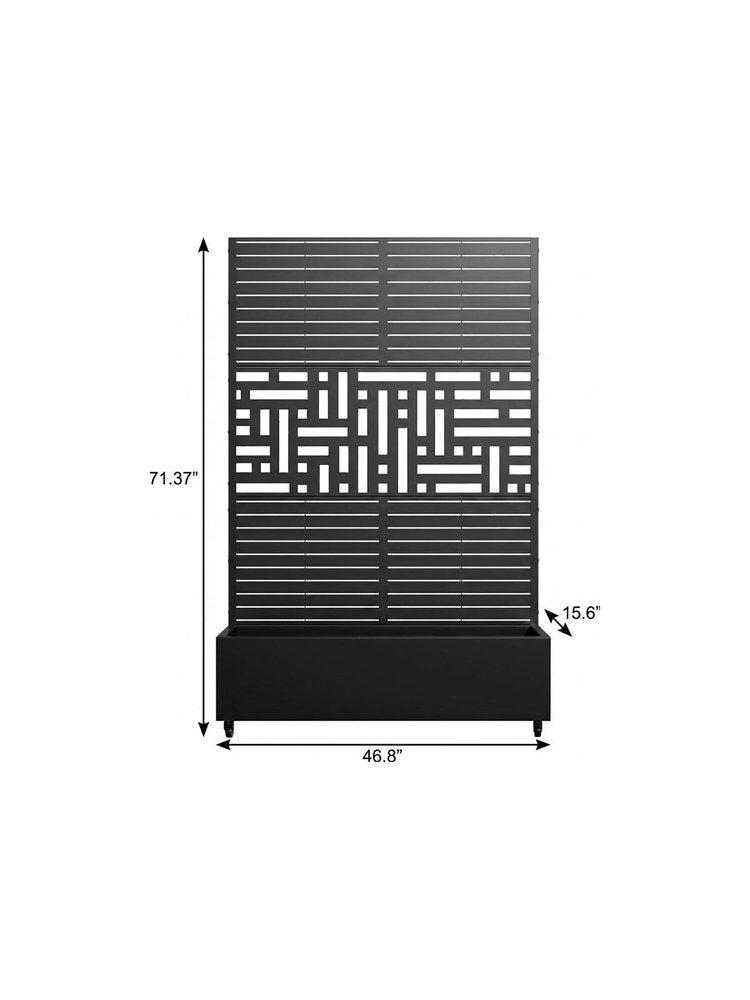 71" X 47" Black Galvanized Metal Rectangular Planter Box