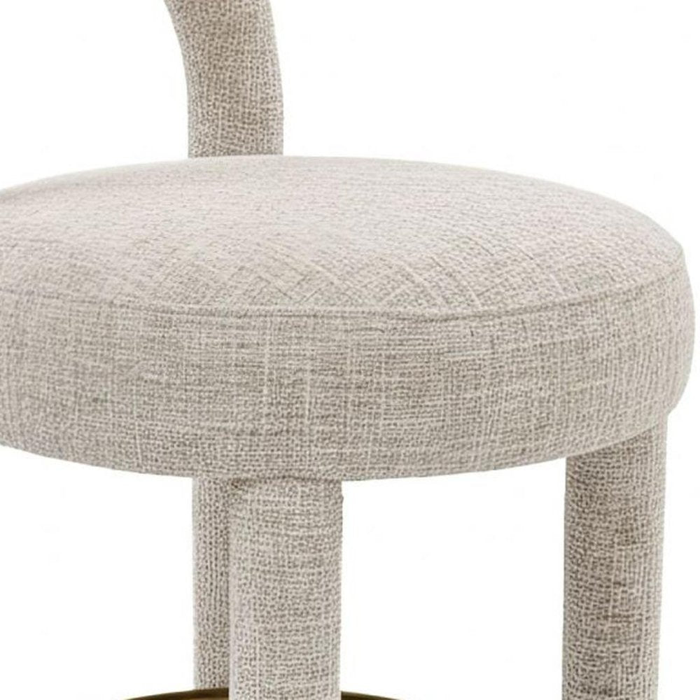 Set of Two 27" Gray Fabric And Solid Wood Low Back Counter Height Bar Chairs