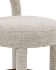 Set of Two 27" Gray Fabric And Solid Wood Low Back Counter Height Bar Chairs