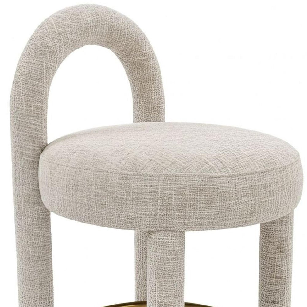 Set of Two 27" Gray Fabric And Solid Wood Low Back Counter Height Bar Chairs