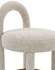 Set of Two 27" Gray Fabric And Solid Wood Low Back Counter Height Bar Chairs
