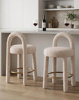 Set of Two 27" Gray Fabric And Solid Wood Low Back Counter Height Bar Chairs
