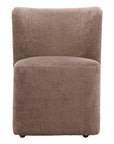 Taupe And Brown Upholstery And Solid Wood And Steel Dining Side Chair With Wheels