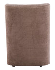 Taupe And Brown Upholstery And Solid Wood And Steel Dining Side Chair With Wheels