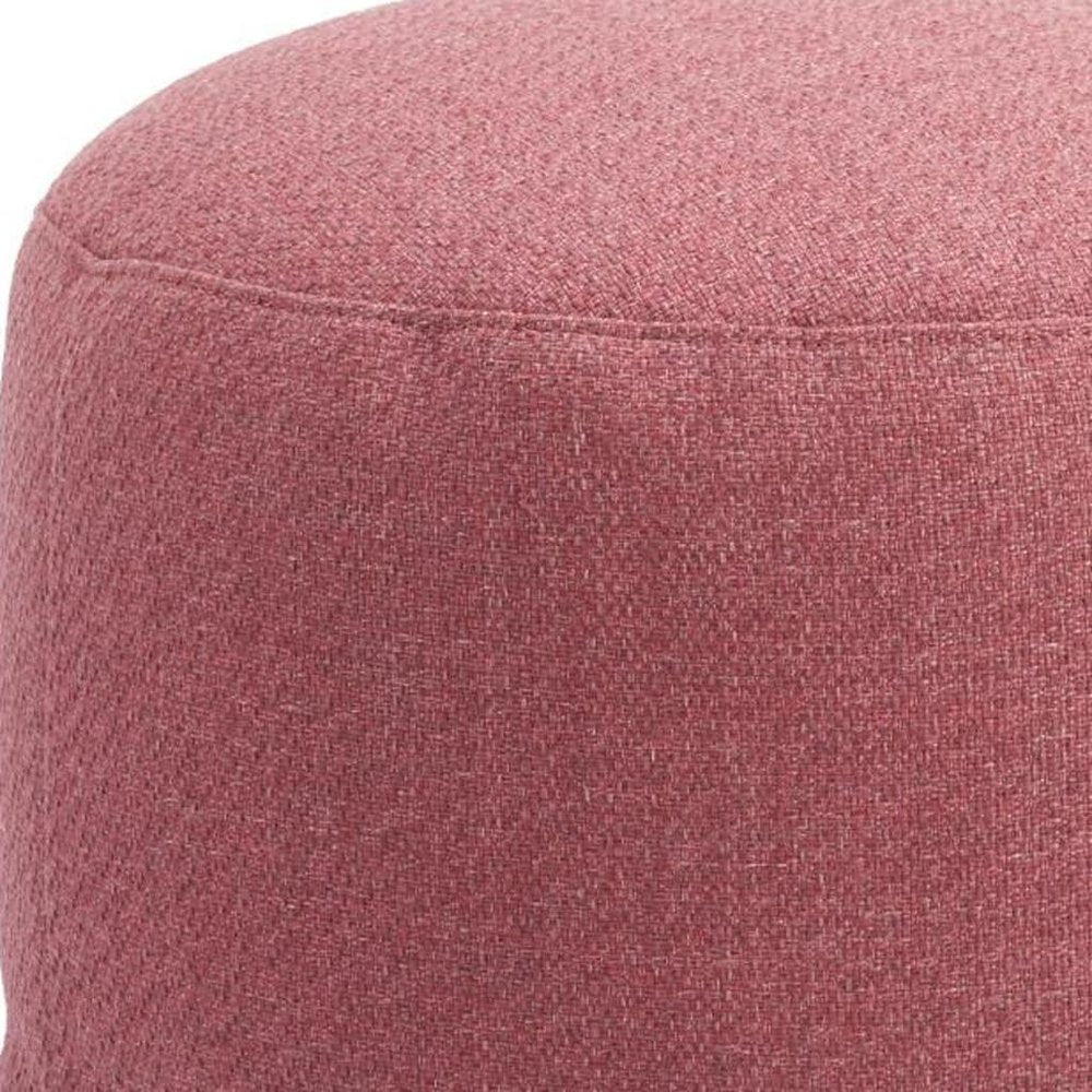 22" Red Olefin Round Outdoor Pouf Ottoman