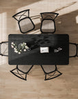 67" Black Wood Double Pedestal Base Dining Table