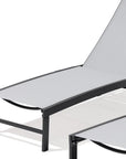 Set of Two Gray Aluminum Five Position Adjustable Sling Outdoor Chaise Lounges