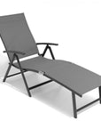 45" Tan Aluminum Eight Position Adjustable Sling Outdoor Folding Chaise Lounge
