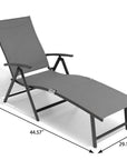 45" Tan Aluminum Eight Position Adjustable Sling Outdoor Folding Chaise Lounge