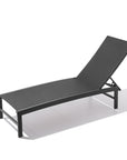 60" Black Aluminum Six Position Adjustable Sling Outdoor Chaise Lounge