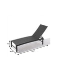 60" Black Aluminum Six Position Adjustable Sling Outdoor Chaise Lounge