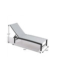 60" Light Gray Aluminum Six Position Adjustable Sling Outdoor Chaise Lounge