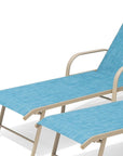 Set of Two Blue Aluminum Six Position Adjustable Sling Outdoor Chaise Lounges