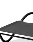 73" Black Aluminum Sling Outdoor Chaise Lounge With Canopy