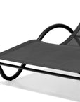 73" Black Aluminum Sling Outdoor Chaise Lounge With Canopy