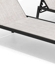 Set of Two Off White Steel Five Position Adjustable Sling Outdoor Stacking Chaise Lounges