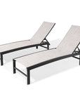 Set of Two Off White Aluminum Five Position Adjustable Outdoor Chaise Lounges
