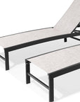 Set of Two Off White Aluminum Five Position Adjustable Outdoor Chaise Lounges