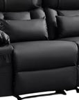 62" Gray Faux Leather Manual Reclining Loveseat With Storage and Toss Pillows