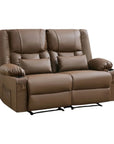 62" Gray Faux Leather Manual Reclining Loveseat With Storage and Toss Pillows