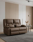 62" Gray Faux Leather Manual Reclining Loveseat With Storage and Toss Pillows