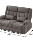 47" Slate Blue and Black Microfiber Manual Reclining Loveseat With Storage and Toss Pillows