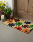 24" X 36" Brown Green And Red Multi Floral Outdoor Coir Door Mat