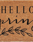 24" X 48" Brown And Black Hello Spring Outdoor Coir Door Mat