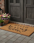 24" X 48" Brown And Black Hello Spring Outdoor Coir Door Mat