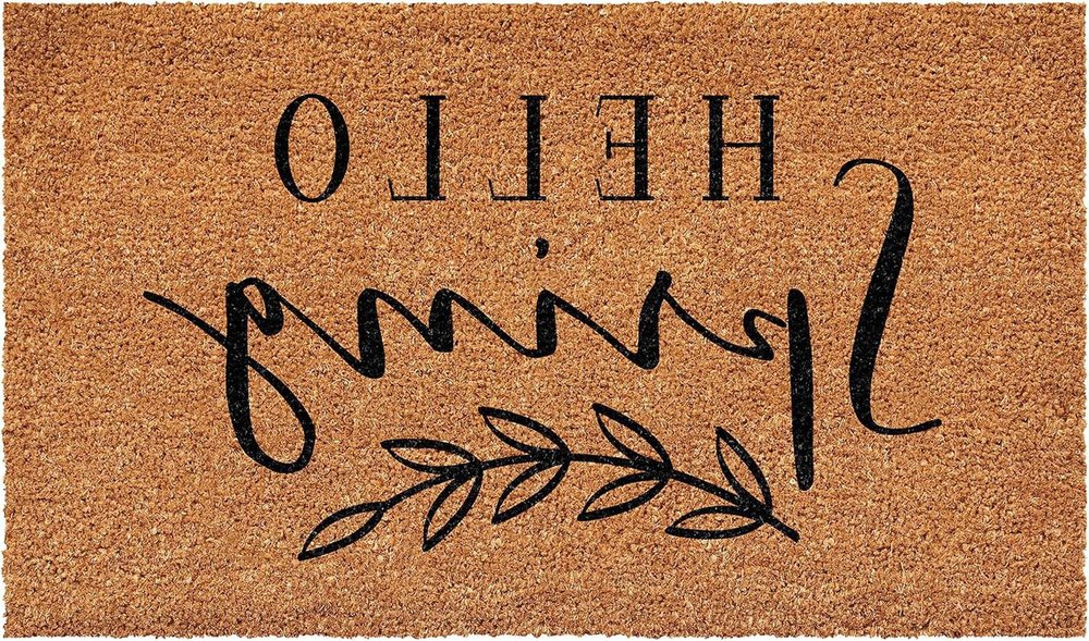 24" X 48" Brown And Black Hello Spring Outdoor Coir Door Mat