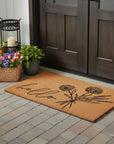 24" X 36" Natural and Black Coir Floral Hello Outdoor Door Mat