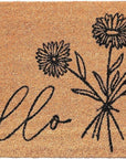 24" X 36" Natural and Black Coir Floral Hello Outdoor Door Mat
