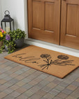 24" X 36" Natural and Black Coir Floral Hello Outdoor Door Mat
