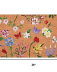 24" X 36" Brown White And Green Floral Outdoor Coir Door Mat