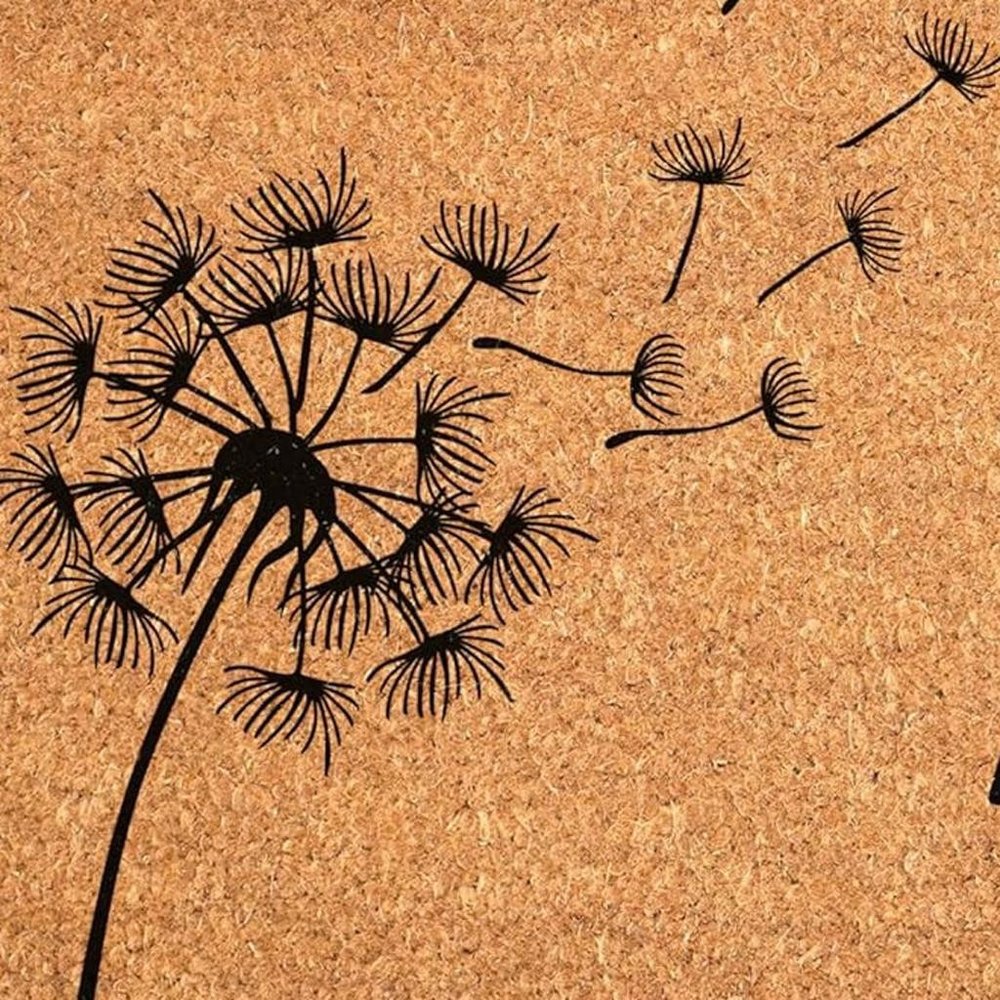24" X 48" Brown And Black Floral Hello Outdoor Coir Door Mat