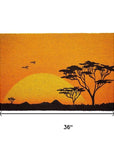24" X 36" Orange Yellow And Black Sunrise Trees Outdoor Coir Door Mat