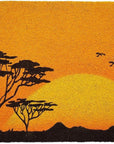24" X 36" Orange Yellow And Black Sunrise Trees Outdoor Coir Door Mat