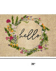 24" X 36" Brown Green And Black Floral Hello Outdoor Coir Door Mat
