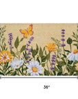 24" X 36" Brown Green And Orange Floral Outdoor Coir Door Mat