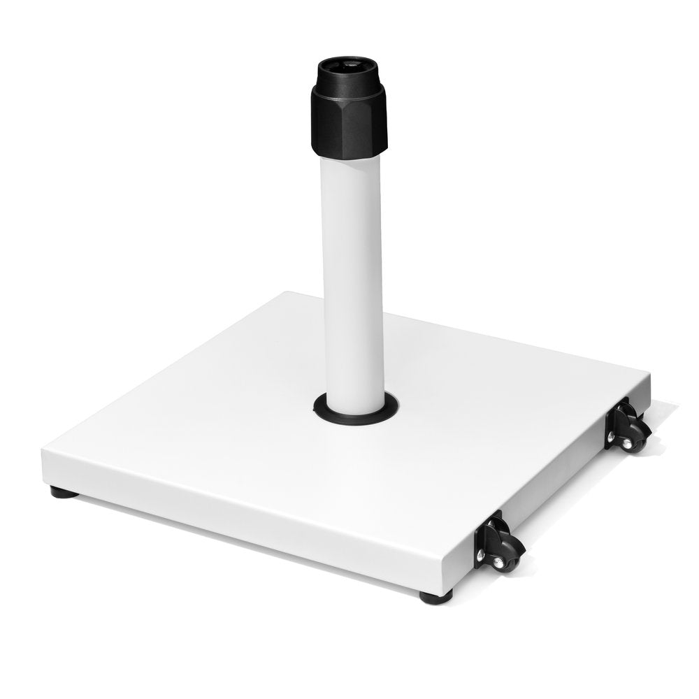 White Market Umbrella Steel In Ground Adjustable Umbrella Base With Wheels