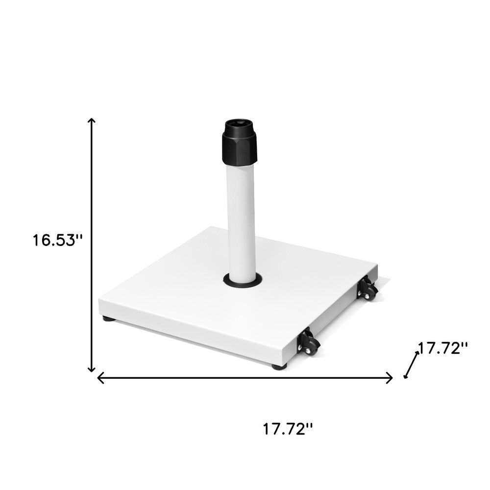 White Market Umbrella Steel In Ground Adjustable Umbrella Base With Wheels